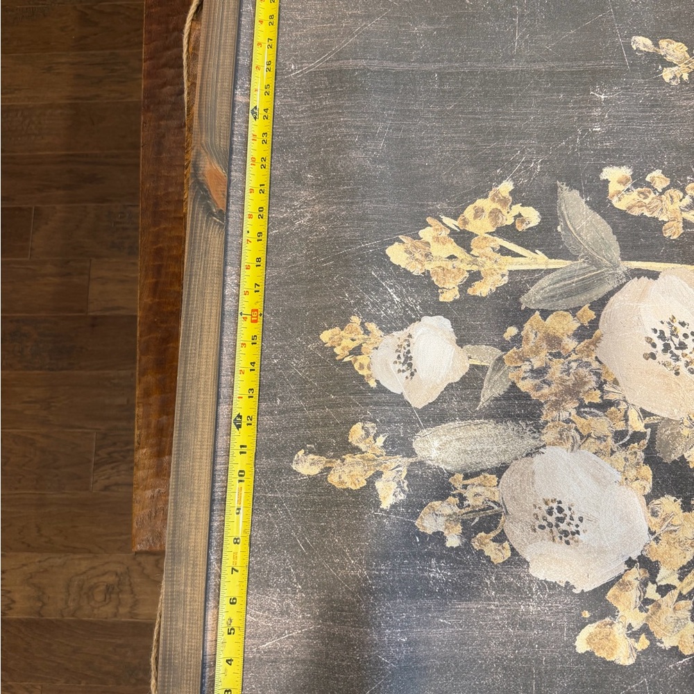 Elegant Floral Canvas Art - Gray and Cream - Picture 2 of 7